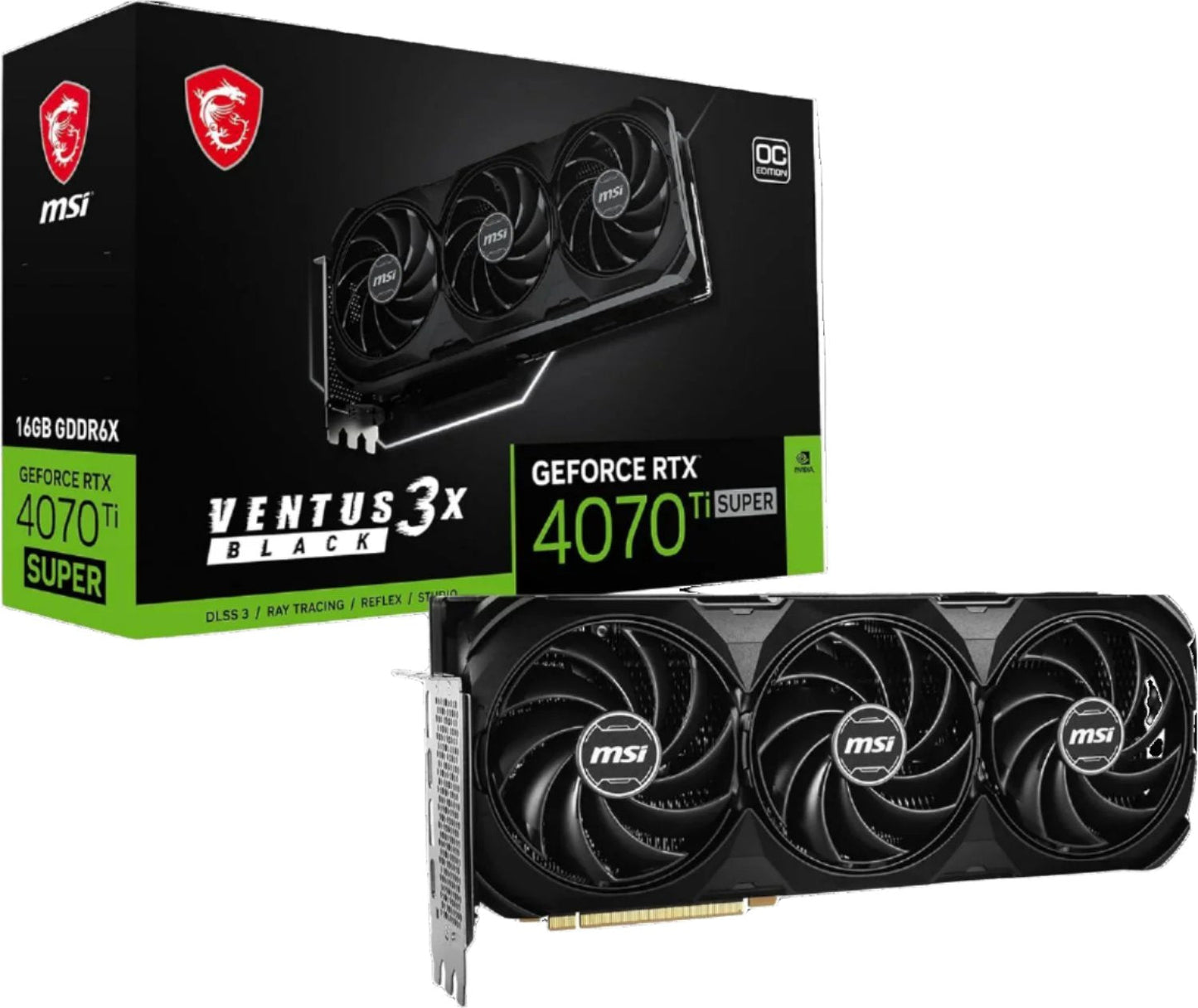 MSI GeForce RTX 4070 Ti Super 16G Ventus 3X Black OC Graphics Card (NVIDIA RTX 4070 Ti Super, 256-Bit)